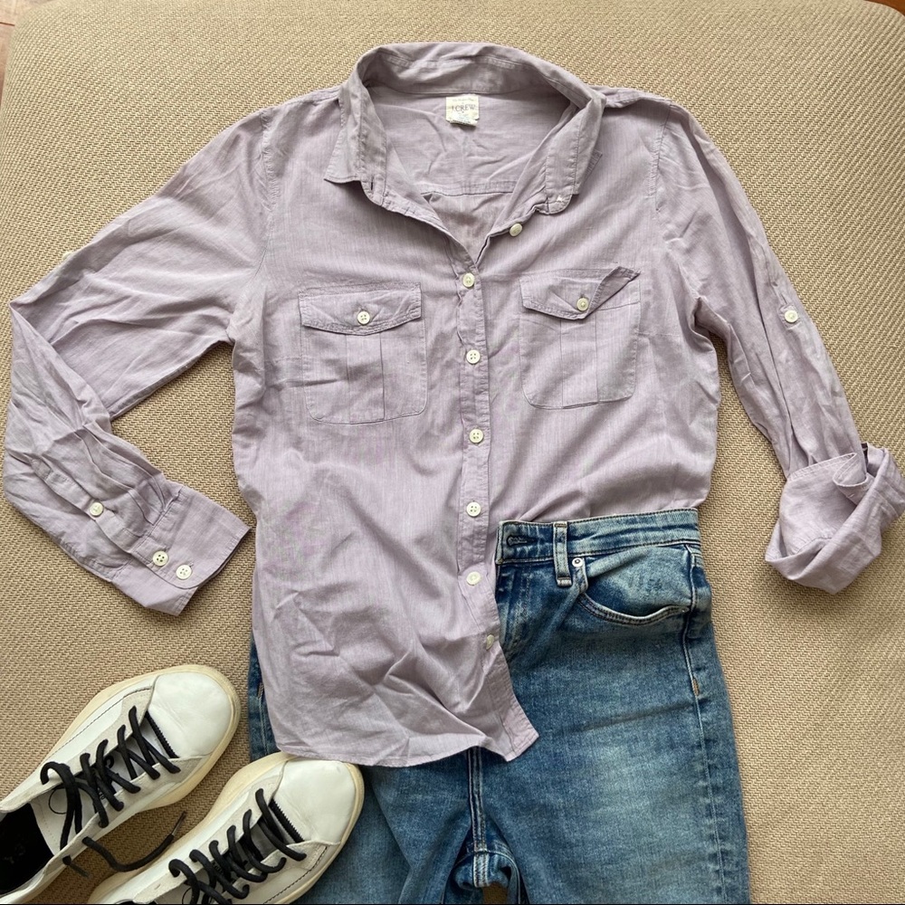 J crew lavender button down shirt M